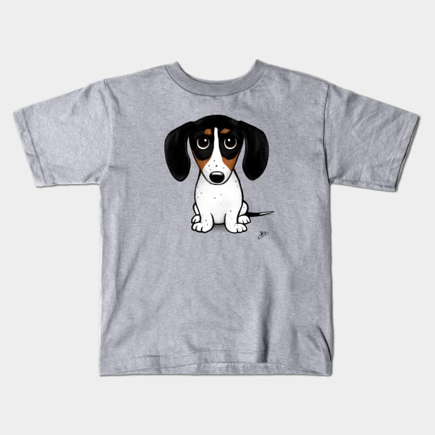 Piebald Dachshund Cute Puppy Dog Kids T-Shirt by Coffee Squirrel